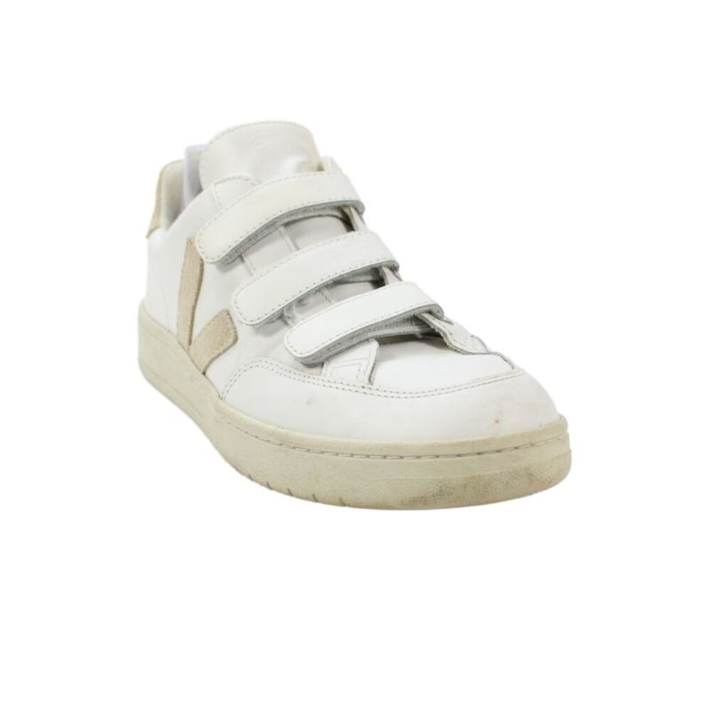 Veja Womens V-Lock Leather Hook and Loop Strap Sneakers White Size 8